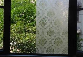 img 2 attached to 🪟 VSUDO Static Cling Window Film for Privacy - 1 Roll 35.4"x78.7", Damascus Pattern, Home/Office Tint Sticker (19.37 Sq. Ft Total)