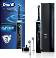 🦷 oral-b genius x electric toothbrush: complete set with 3 replacement brush heads and case, black logo