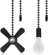 🏢 black ceiling fan pull chain set, 2-piece decorative pendant extension for lighting and fans, dotlite black ball fan cord extender ornament with connector, 12-inch (black) логотип