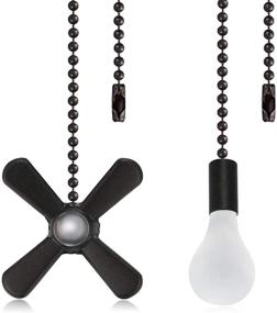 img 4 attached to 🏢 Black Ceiling Fan Pull Chain Set, 2-Piece Decorative Pendant Extension for Lighting and Fans, Dotlite Black Ball Fan Cord Extender Ornament with Connector, 12-Inch (Black)