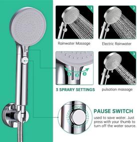 img 2 attached to 🐶 Fast and Clean Pet Shower Accessory - V-Sincerity Dog Shower Sprayer with High Pressure 3 Mode Handheld Shower Head, ON/Off Switch, Metal Diverter, 100-Inch Extra-Long Hose, No Drill Hook (Chrome)