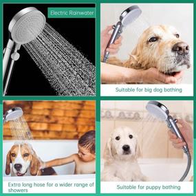 img 1 attached to 🐶 Fast and Clean Pet Shower Accessory - V-Sincerity Dog Shower Sprayer with High Pressure 3 Mode Handheld Shower Head, ON/Off Switch, Metal Diverter, 100-Inch Extra-Long Hose, No Drill Hook (Chrome)