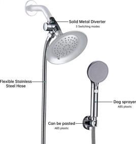 img 3 attached to 🐶 Fast and Clean Pet Shower Accessory - V-Sincerity Dog Shower Sprayer with High Pressure 3 Mode Handheld Shower Head, ON/Off Switch, Metal Diverter, 100-Inch Extra-Long Hose, No Drill Hook (Chrome)