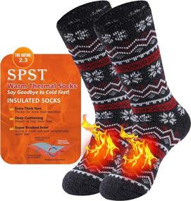 img 4 attached to 🧦 Winter Thermal Socks, SPST Men Women Extra Thick Insulated Fuzzy Heated Heavy Crew Boot Socks for Cold Weather