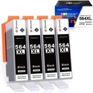 🖨️ gpc image compatible ink cartridge replacement for hp 564xl 564 xl - 4 black cartridges - deskjet 3520/3522, officejet 4620, photosmart 5520/6510/7520/7525 printer tray logo