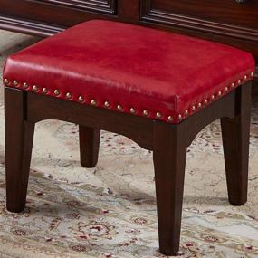 img 2 attached to Zhengdaikang Leather Footstool Upholstered Footrest Furniture and Accent Furniture