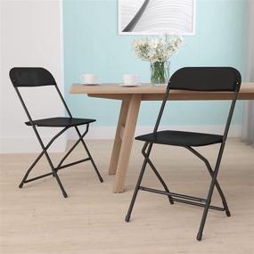 img 4 attached to 2 Pack of Black Flash Furniture Hercules Series Plastic Folding 🪑 Chairs - 650LB Weight Capacity - Comfortable Lightweight Event Chairs - Easy-Fold Design