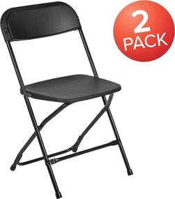 img 2 attached to 2 Pack of Black Flash Furniture Hercules Series Plastic Folding 🪑 Chairs - 650LB Weight Capacity - Comfortable Lightweight Event Chairs - Easy-Fold Design