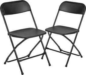 img 3 attached to 2 Pack of Black Flash Furniture Hercules Series Plastic Folding 🪑 Chairs - 650LB Weight Capacity - Comfortable Lightweight Event Chairs - Easy-Fold Design