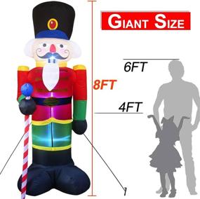img 2 attached to 🎄 8ft Christmas Inflatable Nutcracker Soldier Decoration, Illuminated Santa Claus Soldier with 3 LED Lights, Blow Up Decor for Yard Lawn Garden Xmas, Includes 4 Stakes and 2 Tethers