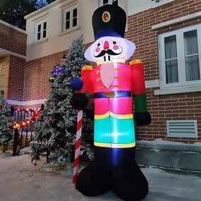 img 1 attached to 🎄 8ft Christmas Inflatable Nutcracker Soldier Decoration, Illuminated Santa Claus Soldier with 3 LED Lights, Blow Up Decor for Yard Lawn Garden Xmas, Includes 4 Stakes and 2 Tethers