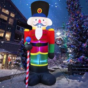 img 4 attached to 🎄 8ft Christmas Inflatable Nutcracker Soldier Decoration, Illuminated Santa Claus Soldier with 3 LED Lights, Blow Up Decor for Yard Lawn Garden Xmas, Includes 4 Stakes and 2 Tethers