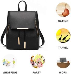 img 3 attached to Casual Fashion Leather Backpack Shoulder Women's Handbags & Wallets