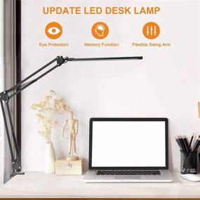 img 1 attached to 💡 Enhance Your Workspace with the Versatile LED Desk Lamp: Adjustable Swing Arm, Dimmable with Memory Function, 3 Color Modes, and 10-Level Brightness for Ultimate Eye-Care, Perfect for Home, Office, Study, and Reading