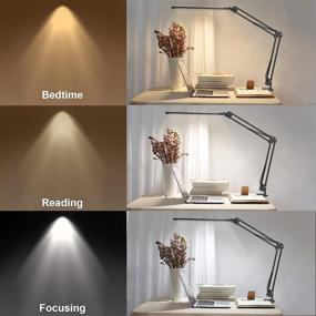 img 2 attached to 💡 Enhance Your Workspace with the Versatile LED Desk Lamp: Adjustable Swing Arm, Dimmable with Memory Function, 3 Color Modes, and 10-Level Brightness for Ultimate Eye-Care, Perfect for Home, Office, Study, and Reading