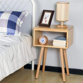 img 1 attached to 🛏️ EXILOT Solid Wood Nightstand - Mid-Century Modern Bedside Table - Minimalist and Practical End Side Table - Natural Wood Color - Enhanced SEO