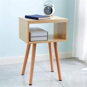 img 4 attached to 🛏️ EXILOT Solid Wood Nightstand - Mid-Century Modern Bedside Table - Minimalist and Practical End Side Table - Natural Wood Color - Enhanced SEO