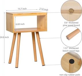 img 2 attached to 🛏️ EXILOT Solid Wood Nightstand - Mid-Century Modern Bedside Table - Minimalist and Practical End Side Table - Natural Wood Color - Enhanced SEO