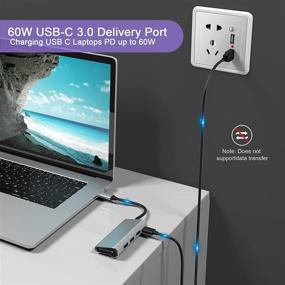 img 2 attached to 🔌 6-in-1 USB C Hub Multiport Adapter with 4K HDMI Output, Dual USB Ports, SD/Micro SD Card Reader, 60W PD - Compatible with Mac Book Pro Air, HP, XPS, and More Type C Devices