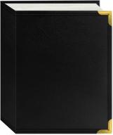 pioneer photo albums e4-100/bk 100-pocket black sewn leatherette cover with brass corner accents photo album, 4x6" enhanced for seo logo