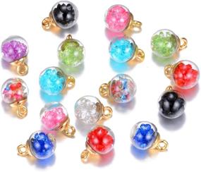 img 4 attached to 📿 Colorful Mix Assorted-Colors Antique Charms Glass Ball Pendant Craft Accessory with Rhinestone Beads: DIY Jewelry Making Supply (11719)