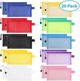 img 3 attached to JARLINK 20 Pack 10 Colors Zipper Mesh Pouch Set - Versatile Travel Bags for Office Supplies, Cosmetics, and More in Multiple Colors