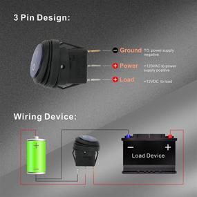 img 2 attached to 🔘 4Pcs APIELE KCD1-8-101NW Waterproof Round Rocker Toggle Switch with LED Light, 2 Position ON-Off, DC 12V 20A, SPST, 3 Pins - Four Color Pack