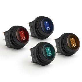 img 4 attached to 🔘 4Pcs APIELE KCD1-8-101NW Waterproof Round Rocker Toggle Switch with LED Light, 2 Position ON-Off, DC 12V 20A, SPST, 3 Pins - Four Color Pack