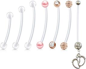 img 2 attached to 🤰 QWALIT 14G Pregnancy Belly Button Rings Maternity Navel Rings 38mm for Women Girls Dangle Flexible Bioplast Navel Piercing Bar Clear Belly Rings Retainer 32mm 36mm 38mm - Enhanced SEO