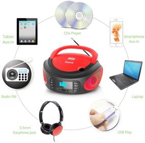 img 3 attached to 🔴 Лаусон Вудсаунд LLB596 Бумбокс: Портативный CD-плеер с MP3, USB, светодиодными огнями и разъемом для наушников - Идеально подходит для детей (Красный)