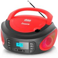 🔴 lauson woodsound llb596 boombox: portable cd player with mp3, usb, led lights, and headphone jack - perfect for kids (red) logo