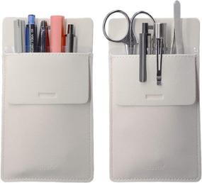 img 4 attached to Premium Leather Pocket Protector: Securely Hold 5 Pens, No Clip Breakage - White (Pack of 2)