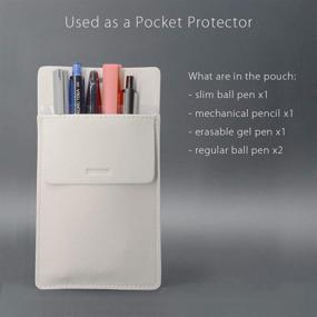 img 1 attached to Premium Leather Pocket Protector: Securely Hold 5 Pens, No Clip Breakage - White (Pack of 2)