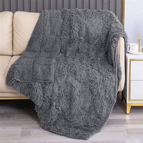 img 4 attached to 🐾 Soft & Cozy Faux Fur Weighted Blanket for Adults - 15lbs, Pawque Warm Fuzzy Sherpa Throw - Super Soft & Breathable Shaggy Faux Fur Blanket for Bed Sofa Couch - 48 x 72 inches, Grey