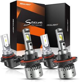 img 4 attached to SEALIGHT H13/9008 LED Bulbs 9140/9145/H10 Fog Lights Combo - Compact 🔦 Design with Fan, 6000K Cool White CSP Chips Lighting (Pack of 4)