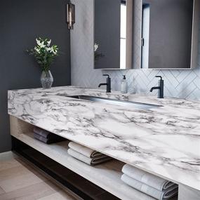 img 1 attached to Transform Your Space with Caltero Marble Wallpaper: 15.7" x 118" Contact Paper for Countertops, Cabinets, Kitchen, and Bathroom - Black White Grey Granite Peel and Stick Self Adhesive Paper