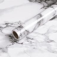 transform your space with caltero marble wallpaper: 15.7" x 118" contact paper for countertops, cabinets, kitchen, and bathroom - black white grey granite peel and stick self adhesive paper logo