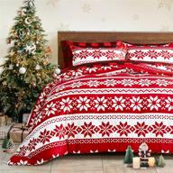 🎄 uozzi bedding christmas red queen size 90x90 duvet cover set with red white snowflake holiday style christma xmas design (1 duvet cover with ties and zipper + 2 pillow shams) - perfect new year gift choice logo