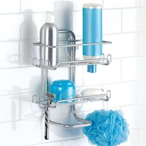 img 3 attached to 🛁 Classico Steel Bathroom Suction Organizer Shelves - 9x4.5x10.75 inches, Silver