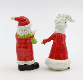 img 2 attached to Appletree Design 4-Inch Naught or Nice Mrs. Claus 🎅 and Santa Salt and Pepper Set - Festive Seasonal Tabletop Decor