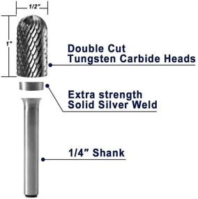 img 3 attached to 🧰 YUFUTOL SC-5 Tungsten Carbide Burr Cylinder Shape Double Cut Rotary Burr File with Radius End (1/2&#34; Cutter Dia X 1&#34; Cutter Length) and 1/4&#39;&#39; Shank - Single Piece