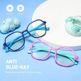 img 3 attached to 👓 AHXLL Kids Blue Light Blocking Glasses for Girls and Boys - 2 Pack, Polygon Flexible Frame Computer Gaming Glasses for Kids, Ages 3-12