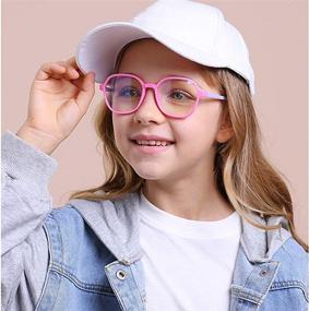 img 2 attached to 👓 AHXLL Kids Blue Light Blocking Glasses for Girls and Boys - 2 Pack, Polygon Flexible Frame Computer Gaming Glasses for Kids, Ages 3-12