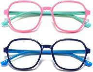 👓 ahxll kids blue light blocking glasses for girls and boys - 2 pack, polygon flexible frame computer gaming glasses for kids, ages 3-12 logo