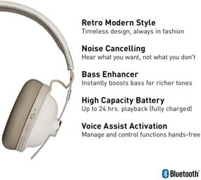 img 3 attached to 🎧 Panasonic RP-HTX90N-W Retro Wireless Headphones with Noise Cancellation, Voice Assist, Mic, Deep Bass Enhancer, 24 Hours Playback - Vanilla White
