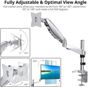 img 1 attached to 💻 Одиночное крепление для монитора ATUMTEK - регулируемая по высоте алюминиевая газовая пружинная подставка для ЖК-монитора - крепление для компьютерного экрана 15-32 дюйма с зажимом на стол и креплением в дырке - держатель для монитора выдерживает до 19,8 фунтов.
