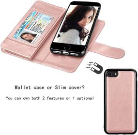 img 1 attached to 📱 Njjex Wallet Case for iPhone SE 2020/SE2 and iPhone 8/7 - Rose Gold, 9 Card Slots, Detachable Kickstand, Lanyard, Magnetic Phone Cover