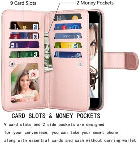 img 3 attached to 📱 Njjex Wallet Case for iPhone SE 2020/SE2 and iPhone 8/7 - Rose Gold, 9 Card Slots, Detachable Kickstand, Lanyard, Magnetic Phone Cover