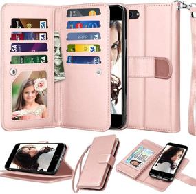 img 4 attached to 📱 Njjex Wallet Case for iPhone SE 2020/SE2 and iPhone 8/7 - Rose Gold, 9 Card Slots, Detachable Kickstand, Lanyard, Magnetic Phone Cover