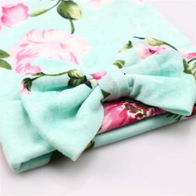 img 1 attached to 👶 BQUBO Newborn Baby Floral Printed Receiving Blanket Set with Headbands: Perfect Baby Shower Swaddle Gift